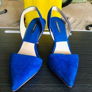 Zara Royal Blue Suede Sling Back Heels